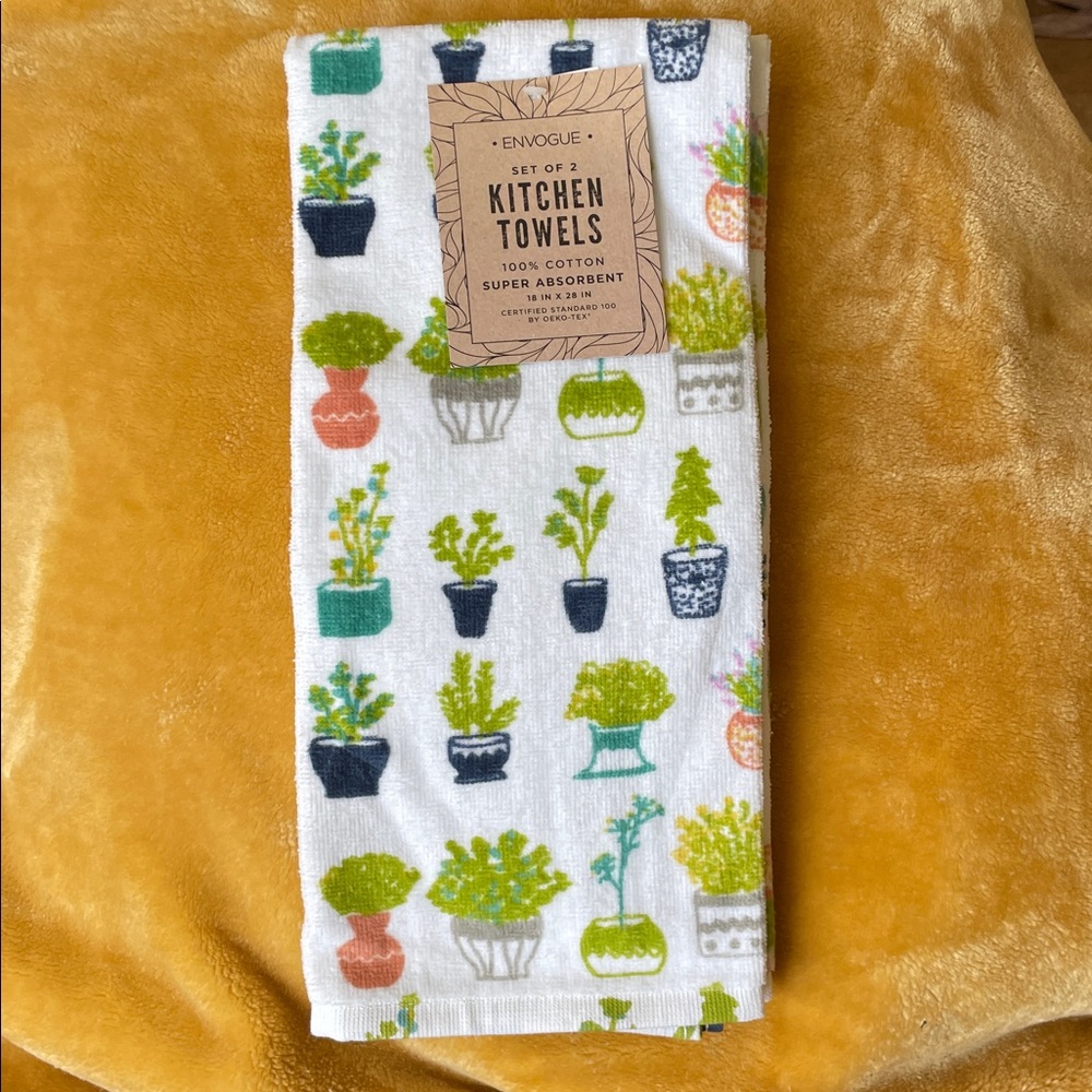 Envogue Colorful Plant Design Kitchen Towels